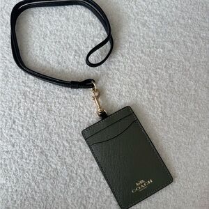 Coach Cream Card Holder with Black Strap